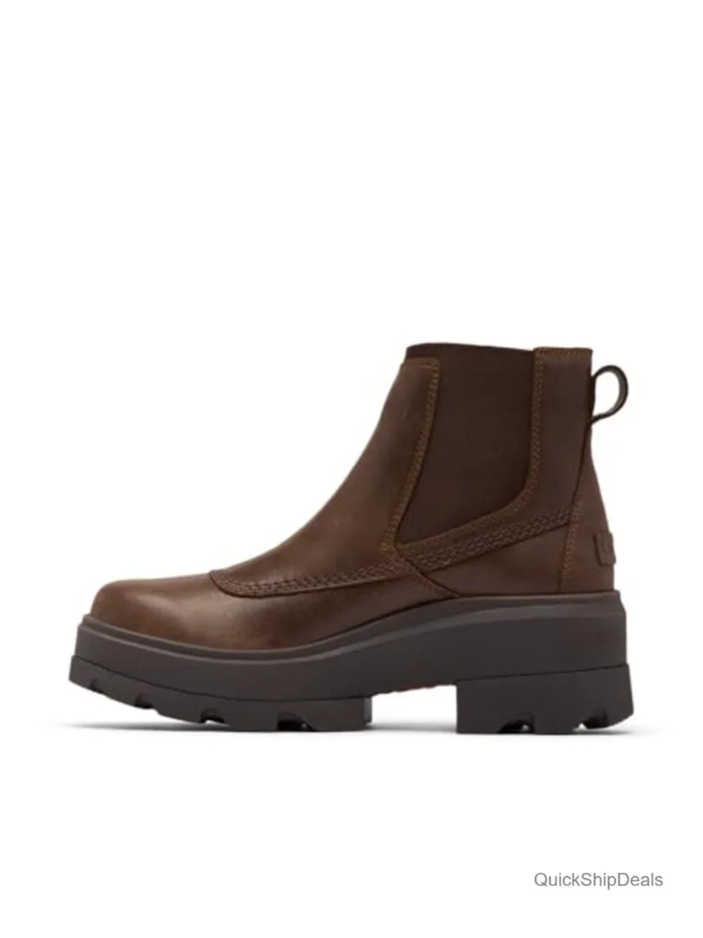 Women's Waterproof Leather Chelsea Boot Round Toe Slip-On